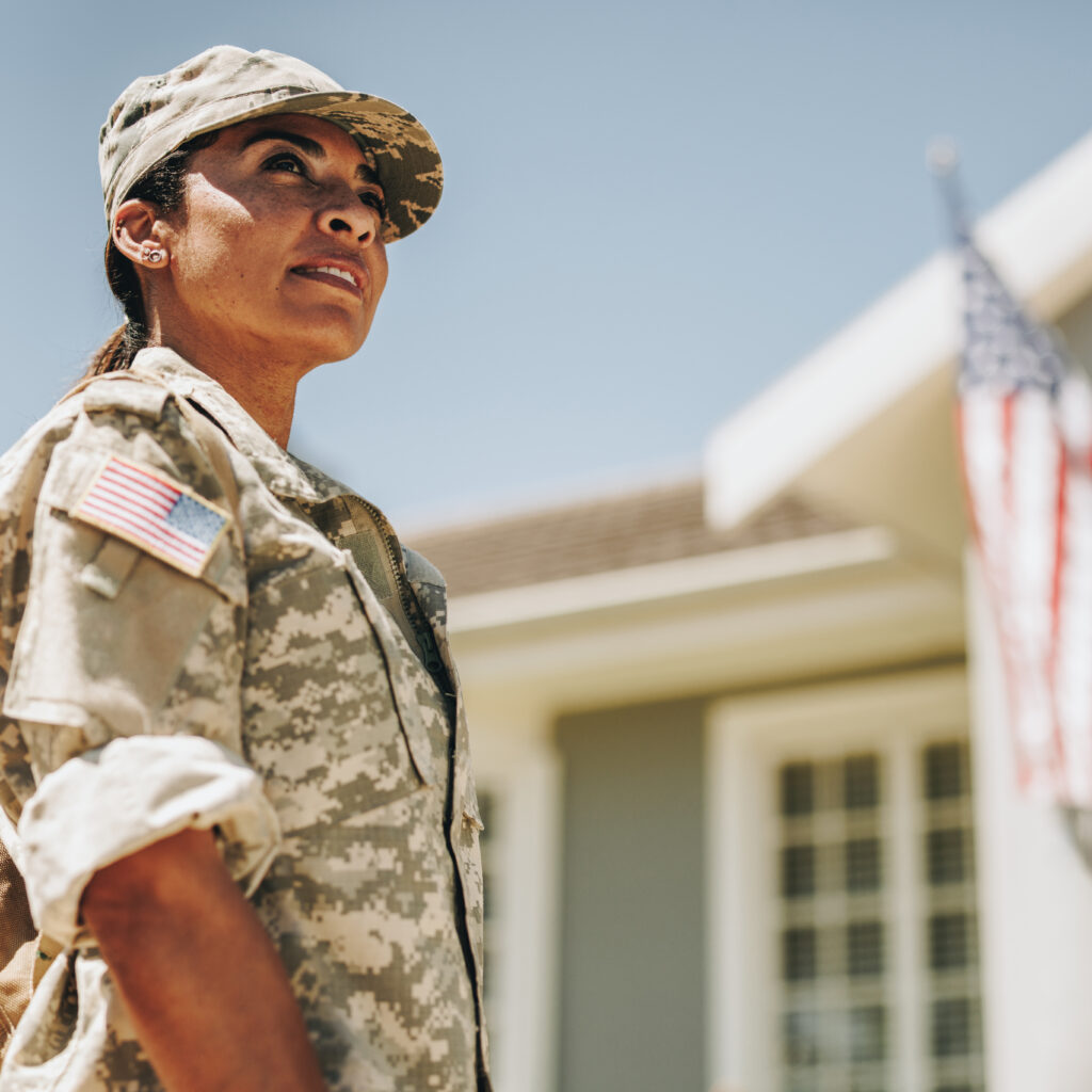 Veteran outside her new home